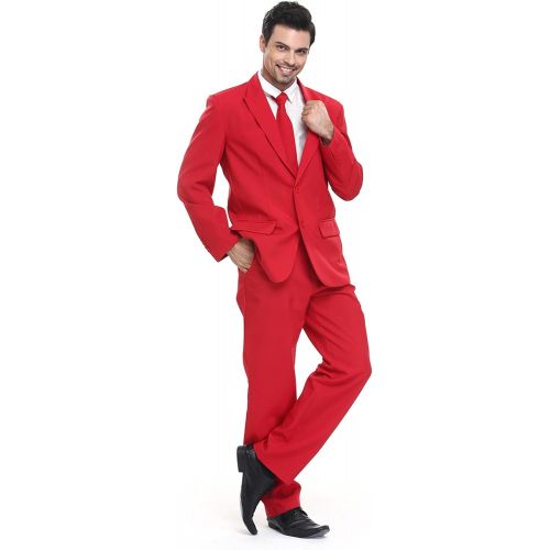  할로윈 용품U LOOK UGLY TODAY Mens Party Suit Solid Color Prom Suit for Themed Party Events Clubbing Jacket with Tie Pants