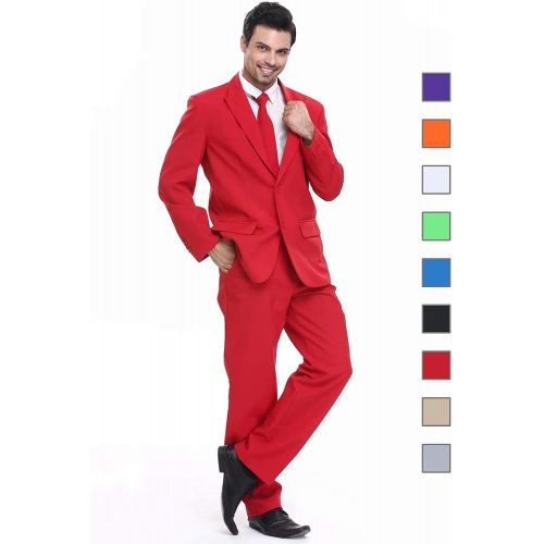  할로윈 용품U LOOK UGLY TODAY Mens Party Suit Solid Color Prom Suit for Themed Party Events Clubbing Jacket with Tie Pants