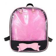 U U Ita Bag Bowknot Candy Leather Backpack Transparent Girls School Bag for Pins Display Beach Bag (Black and Pink)