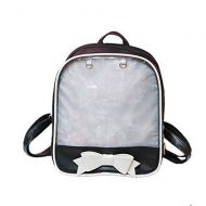 U U Ita Bag Bowknot Candy Leather Backpack Transparent Girls School Bag for Pins Display Beach Bag (Black and White)