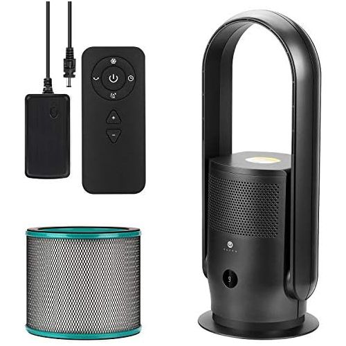  [아마존베스트]U ULTTY Tower fans, fan air purifier with air filter, no fan wheel, quiet with remote control, 90° oscillation, 9 settings wind speed, 8 hours timer, black.