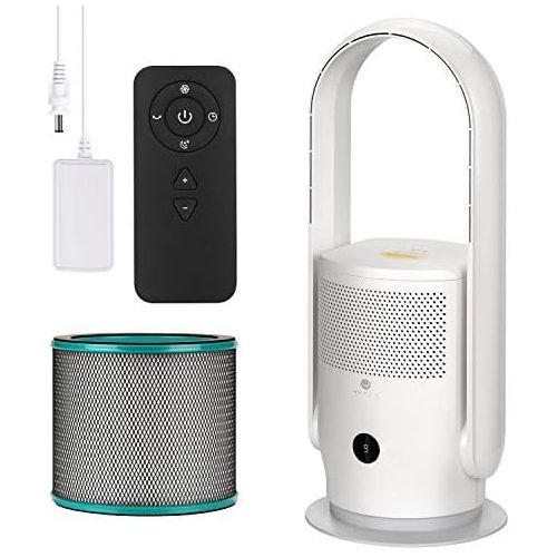  [아마존베스트]U ULTTY Tower Fans, Fan Air Purifier with Air Filter, No Fan Wheel, Quiet with Remote Control, 90° Oscillation, 9 Levels Wind Speed, 8 Hours Timer, White