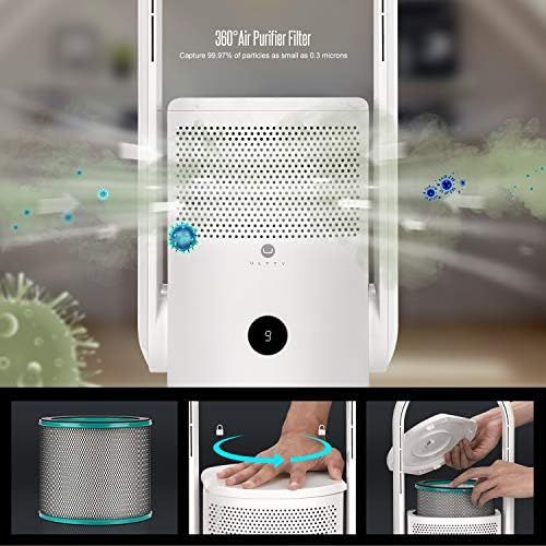  [아마존베스트]U ULTTY Tower Fans, Fan Air Purifier with Air Filter, No Fan Wheel, Quiet with Remote Control, 90° Oscillation, 9 Levels Wind Speed, 8 Hours Timer, White