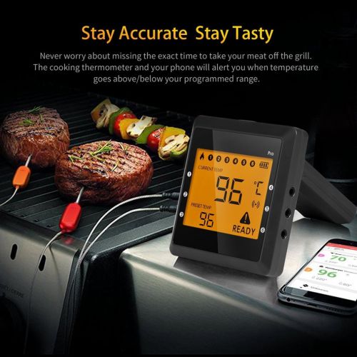  U-Homewee Meat Thermometer, Wireless Bluetooth Cooking Food Thermometer Smart Digital Meat Thermometer with 6 probe for Kitchen Cake Baking and BBQ Smoker Grilling