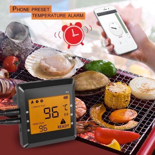  U-Homewee Meat Thermometer, Wireless Bluetooth Cooking Food Thermometer Smart Digital Meat Thermometer with 6 probe for Kitchen Cake Baking and BBQ Smoker Grilling