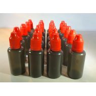 U-Need-A-Bottle (20) Pack Plastic Applicator Bottles LOT - 30 ml (1 oz) Black, BPA FREE - LDPE PE - EASY SQUEEZE Squirt Liquid Dropper Tip, Small Travel Empty ROUND Best For Juice