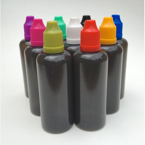  U-Need-A-Bottle U-NEED-A-BOTTLE (9) Color Bottle Pack (2 oz) - Transparent Black EASY SQUEEZE Dark UV Resistant Dropper Container LDPE Plastic, Best for Tincture Essential Oil, CBD Dispenser - Rai