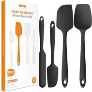 Heat Resistant Silicone Spatula Set: U-Taste 600ºF High Temp Seamless BPA-Free Food Grade Flexible Rubber Silicon Kitchen Cooking Mixing Baking Scraper for Nonstick Cookware Set of 4 (Black)