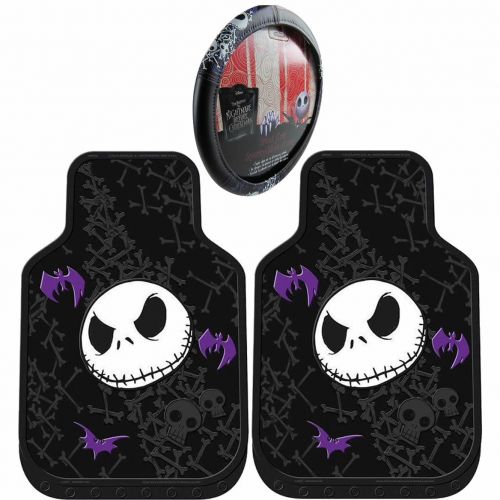  U.A.A. INC. 3pcs Nightmare Before Christmas Car Truck Front Floor Mats Steering Wheel Cover