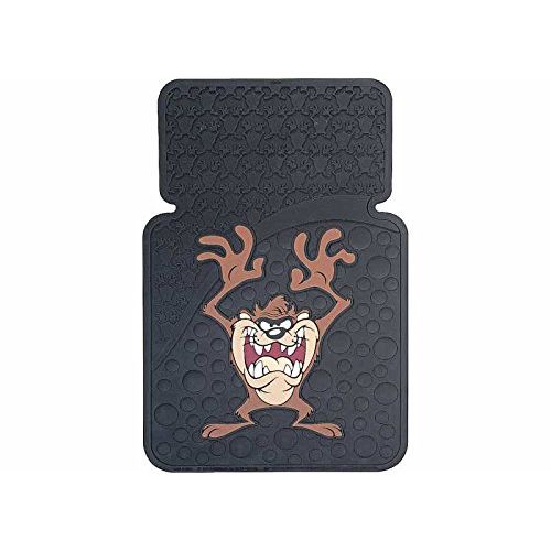  U.A.A. INC. 2pc Looney Tunes Taz Attitude Character Black Rubber Front Floor Mats Set New