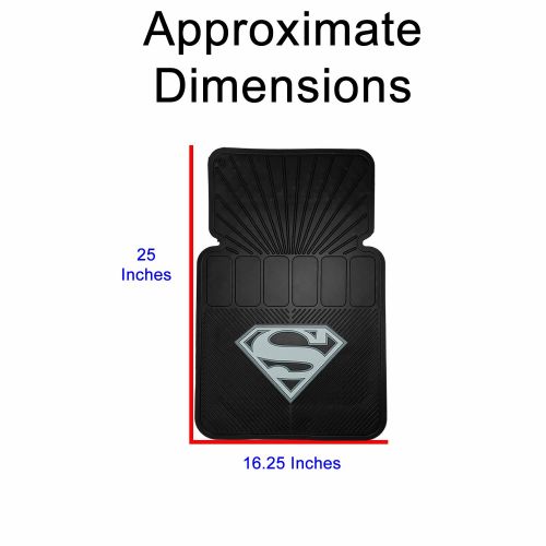  U.A.A. INC. Superman Gray Silver Shield 2pc Front Black Rubber Universal Car Truck Floor Mats Set