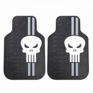 U.A.A. INC. 2 pc Marvel Punisher Black & White Skull Logo Front Rubber Floor Mats Set New