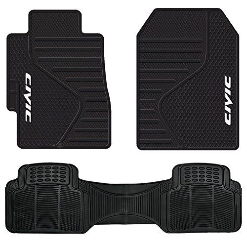  U.A.A. INC. Honda Civic Rubber Front Mats All Weather Black Runner Universal-Fit