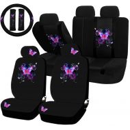 U.A.A. INC. 22PC Mystical Butterfly Low Back Seat Covers Combo SC-179PP Universal