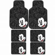 U.A.A. INC. 6PC MICKEY MOUSE EXPRESSION BLACK W/FACE RUBBER FLOOR MATS NEW SET VANS SUVS