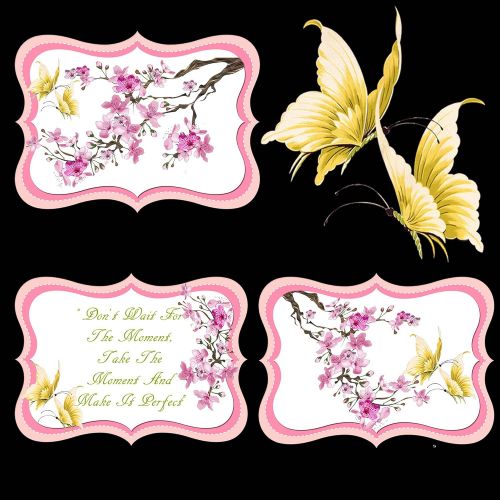  U.A.A. INC. UAA 22pc Cherry Blossom Yellow Butterfly Universal Seat Cover Steering Combo Set