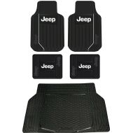 U.A.A. INC. 5pc Jeep Original Logo Elite Style Universal Front and Rear Rubber Floor