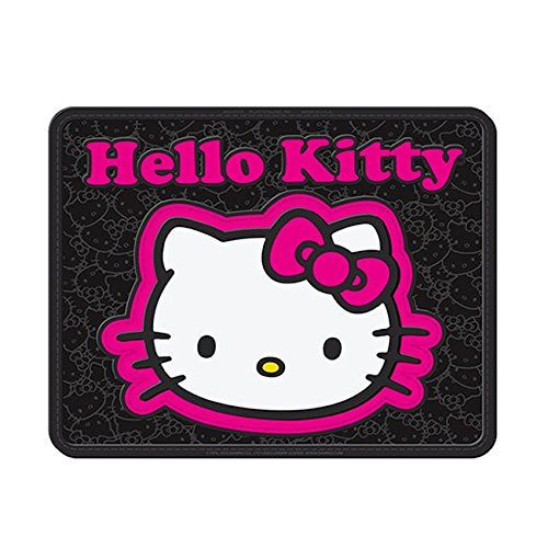  U.A.A. INC. 7 pc Hello Kitty Collage Black & Pink Steering Seat Covers Rubber Mats Universal