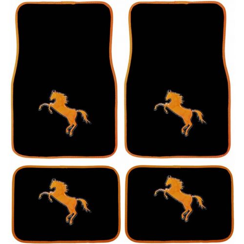  U.A.A. INC. 4pc Pony Horse Red White Blue Black Universal Carpet Floor Mats Set Car Truck