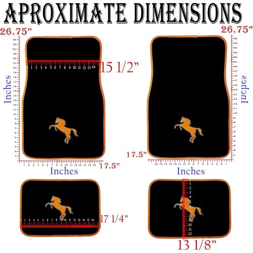  U.A.A. INC. 4pc Pony Horse Red White Blue Black Universal Carpet Floor Mats Set Car Truck