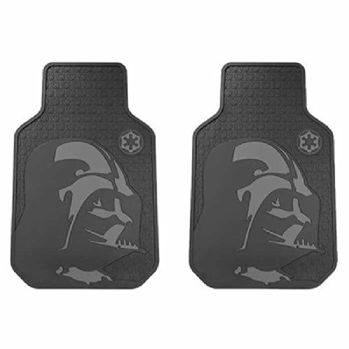  U.A.A. INC. 5pc Star Wars Darth Vader Black Front Rear Rubber Floor Mats Steering Cover Set