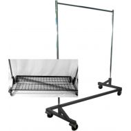 U.A.A. INC. Rolling Z Rack Clothing Clothes Rack Garment Rack with Bottom Shelf Combo in Black