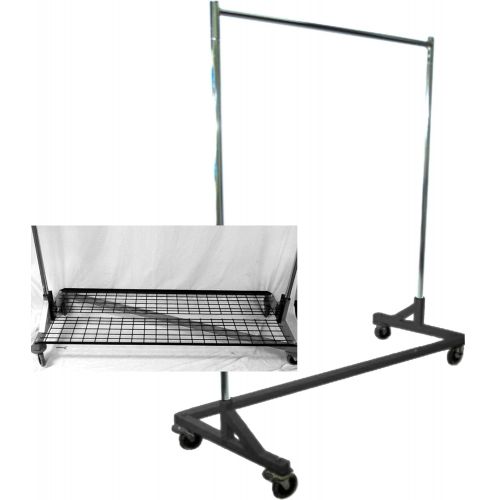  U.A.A. INC. Rolling Z Rack Clothing Clothes Rack Garment Rack with Bottom Shelf Combo in Black