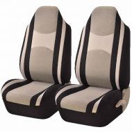 U.A.A. INC. 2 Piece Beige & Black Mesh Honeycomb High back Double Stitched Front Seat cover Universal Car Truck SUV
