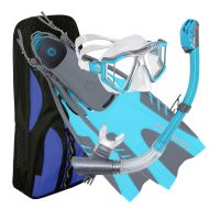 U.S. Divers Lux Platinum Snorkel Set Compatible with GoPro - Panoramic View Mask, Pivot Fins, Dry Top Snorkel + Gear Bag
