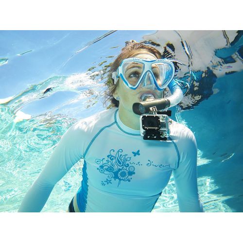  U.S. Divers Lux Platinum Snorkel Set Compatible with GoPro - Panoramic View Mask, Pivot Fins, Dry Top Snorkel + Gear Bag