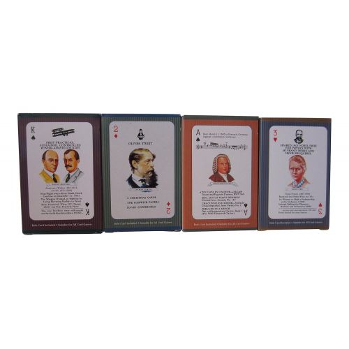  U.S. Games Systems, Inc. Educational Playing Card Games Bundle - 4 Items (1 of each): Inventors Card Game, Composers Card Game, Scientists Card Game, & Authors Card Game