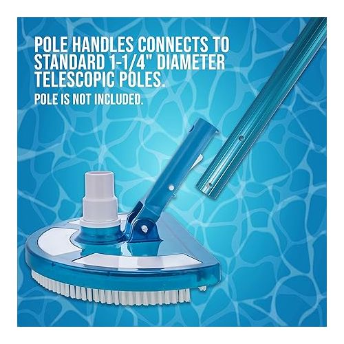  U.S. Pool Supply Weighted Pool Vacuum Head, Transparent Curved Half Moon Body - Swivel Connection, Pole Handle - for Above Ground & Inground Swimming Pools - Vinyl Liner Floor, Wall, Corner Cleaner