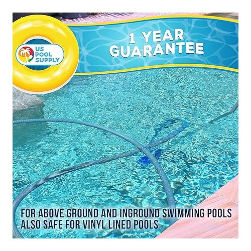  U.S. Pool Supply Weighted Pool Vacuum Head, Transparent Curved Half Moon Body - Swivel Connection, Pole Handle - for Above Ground & Inground Swimming Pools - Vinyl Liner Floor, Wall, Corner Cleaner