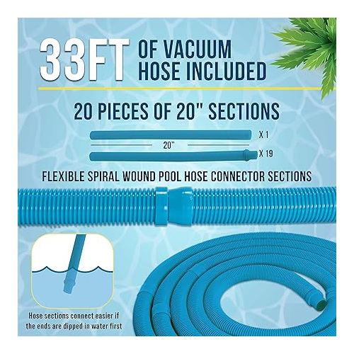  U.S. Pool Supply Octopus Professional Automatic Pool Vacuum Cleaner & Hose Set - Powerful Suction That Removes Swimming Pool Debris, Cleans Floors, Walls, Steps - Quiet Cleaning Side Climbing Sweeper