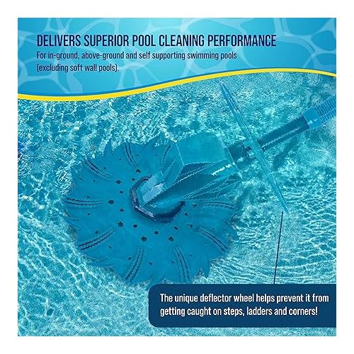  U.S. Pool Supply Octopus Professional Automatic Pool Vacuum Cleaner & Hose Set - Powerful Suction That Removes Swimming Pool Debris, Cleans Floors, Walls, Steps - Quiet Cleaning Side Climbing Sweeper