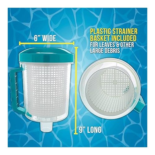  U.S. Pool Supply Professional in-line Pool Leaf Canister with Plastic Mesh Basket - Skims Leaves, Debris - Fits Suction & Automatic Pool Cleaners