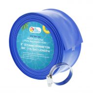 U.S. Pool Supply 2 x 50 Heavy Duty Blue PVC Swimming Pool Backwash Hose with Hose Clamp