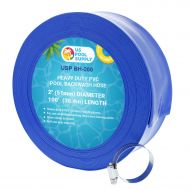 U.S. Pool Supply 2 x 100 Heavy Duty Blue PVC Swimming Pool Backwash Hose with Hose Clamp