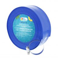 U.S. Pool Supply 1-1/2 x 50 Heavy Duty Blue PVC Swimming Pool Backwash Hose with Hose Clamp