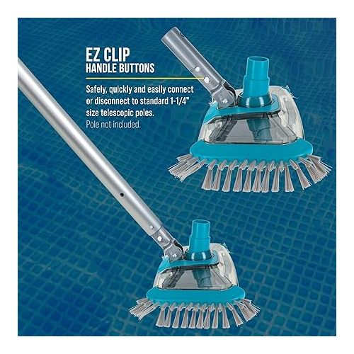  U.S. Pool Supply Premium Rectangular Weighted Pool Vacuum Head with Side Brushes, Swivel Connection, EZ Clip Handle - Above Ground & Inground Swimming Pools - Vinyl Liner Floor, Wall, Corner Cleaner