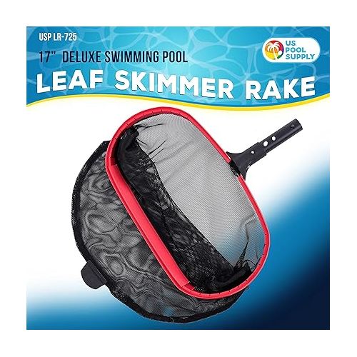  U.S. Pool Supply Professional Deluxe Swimming Pool Leaf Skimmer Rake with Deep Net Bag, Heavy Duty - Strong Reinforced Aluminum Frame, Faster Cleaning & Easier Debris Pickup & Removal, EZ Clip Handle