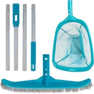 U.S. Pool Supply Pool Maintenance Kit with Leaf Skimmer Net, Brush, and Adjustable Telescopic Pole - 6