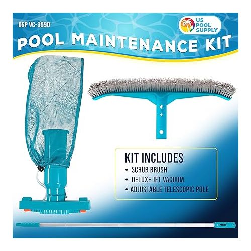  U.S. Pool Supply Deluxe Swimming Pool Maintenance Kit with Deluxe Jet Vacuum, 16