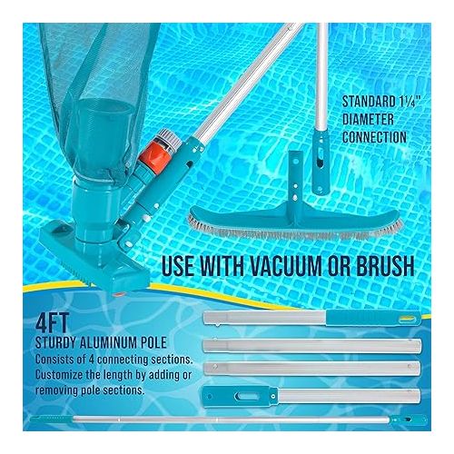  U.S. Pool Supply Deluxe Swimming Pool Maintenance Kit with Deluxe Jet Vacuum, 16