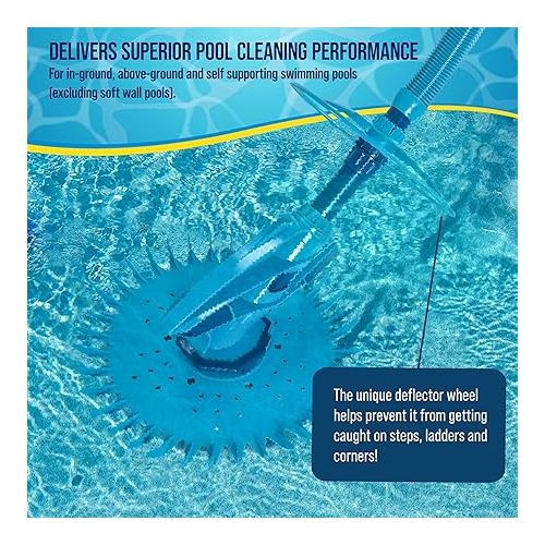  U.S. Pool Supply Professional Automatic Pool Vacuum Cleaner & Hose Set, Octopus Prime - Removes Swimming Pool Debris, Powerful Suction Cleans Floors Walls Steps - Quiet Fast Cleaning Climbing Sweeper