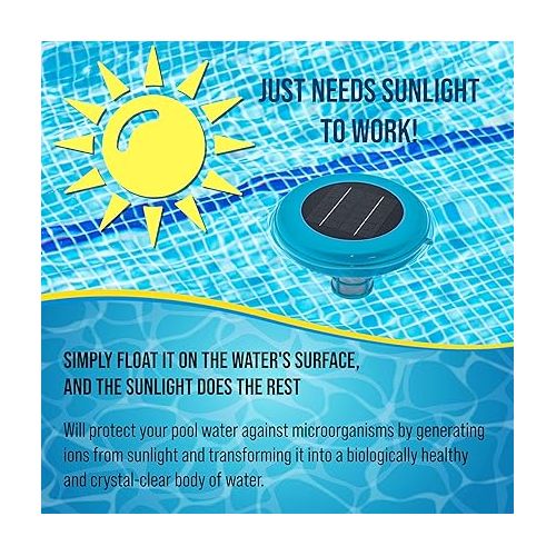  U.S. Pool Supply Solar Pool Ionizer Cleaner & Purifier - Chlorine-Free Sun Shock for Crystal-Clear Safe Swimming Pool Water - Long Lasting Copper Anode, Eco-Friendly Solar Powered, Fresh & Salt Water