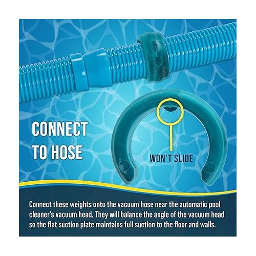  U.S. Pool Supply Universal Automatic Pool Cleaner Vacuum Hose Weight, Blue, 2 Pack - Universally Fits Most Swimming Pool Vacuum Hoses - Compatible with Octopus Series, Baracuda, Kreepy Krauly