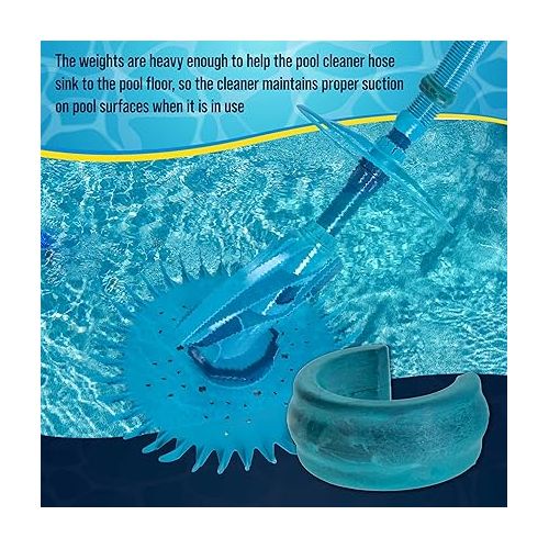  U.S. Pool Supply Universal Automatic Pool Cleaner Vacuum Hose Weight, Blue, 2 Pack - Universally Fits Most Swimming Pool Vacuum Hoses - Compatible with Octopus Series, Baracuda, Kreepy Krauly