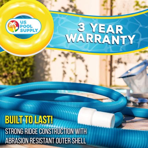  U.S. POOL SUPPLY 1-1/2 inch x 25 Foot Professional Above Ground Swimming Pool Vacuum Hose with Swivel Cuff - Removable Cuff, Cut to Fit Compatible with Filter Pumps, Filtration Sys