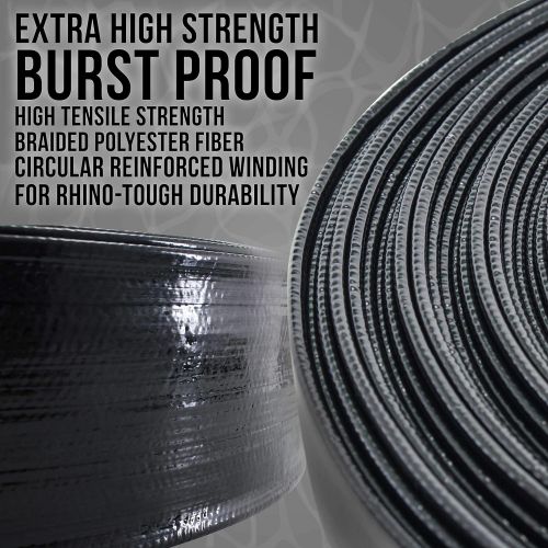  U.S. Pool Supply Black Rhino 1-1/2 x 50 Pool Backwash Hose with Hose Clamp - Extra Heavy Duty Superior Strength, Thick 1.2mm (47mils) - Weather Burst Resistant - Drain Clean Swimmi